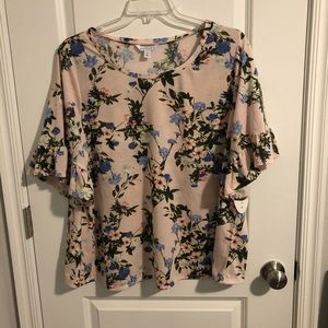 Boutique + Pink & Floral Blouse 3X
